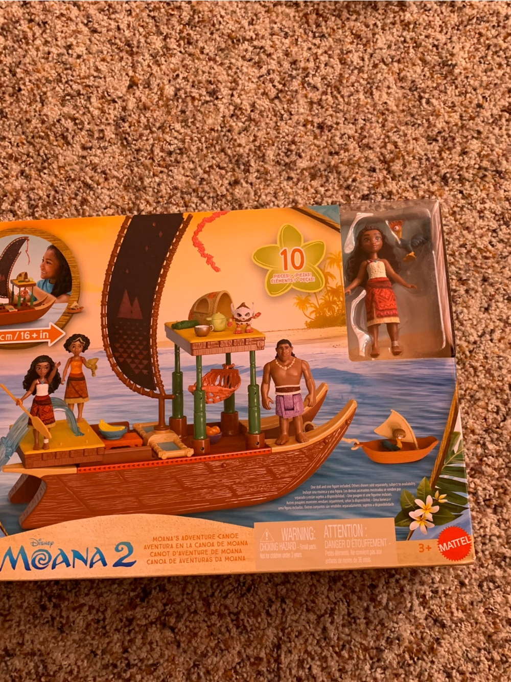 Disney Moana 2 Brown and Orange Voyage Canoe Playset with Figures
